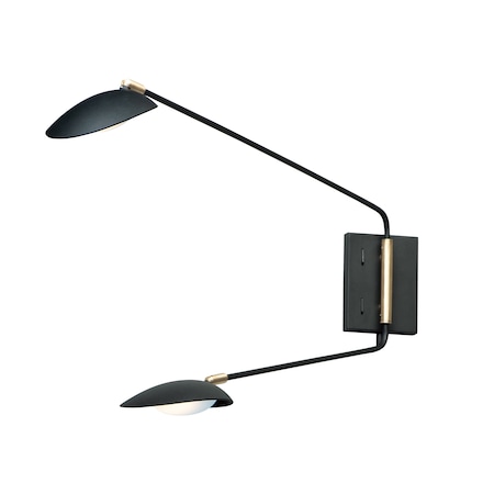 Scan 2-Light 6 Wide Black / Satin Brass Wall Sconce